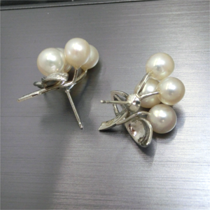 【実例107】真珠のイヤリングをピアスにリフォーム