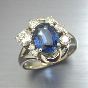 【実例54】サファイアの原石とダイヤモンドペンダントから指輪を制作